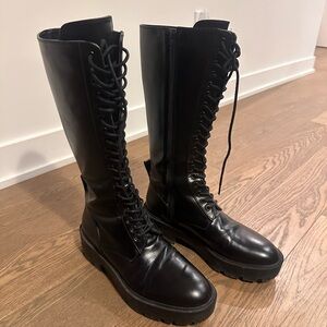 ZARA Black Lace-Up Boots